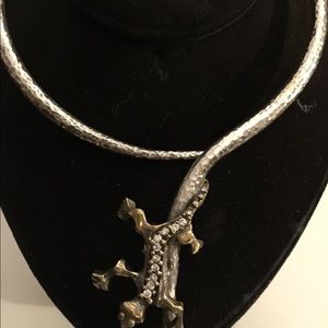 Silver& Gold plated necklace with Marcasite